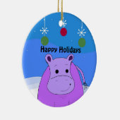 Paarse Nijlpaard Kerst Ornament (Rechts)