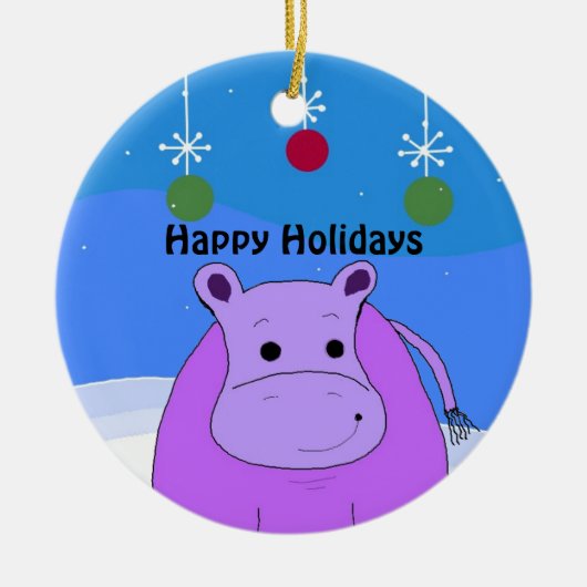Paarse Nijlpaard Kerst Ornament (Voorkant)