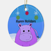 Paarse Nijlpaard Kerst Ornament (Links)