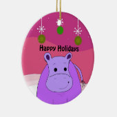Paarse Nijlpaard Kerst Ornament (Rechts)