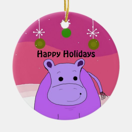 Paarse Nijlpaard Kerst Ornament (Voorkant)