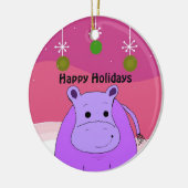 Paarse Nijlpaard Kerst Ornament (Links)