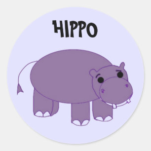 Paarse Nijlpaard Ronde Sticker