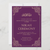 Paarse Nikah Ceremonie Islamitische Moslim Bruilof Kaart (Voorkant)