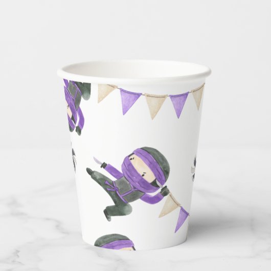 Paarse Ninja Party Cups Papieren Bekers (Voorkant)