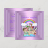 PAARSE NOAHS ARK PARTIJ INVITATIE regenboog Kaart (Voorkant / Achterkant)