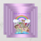 PAARSE NOAHS ARK PARTITY INVITATION KAART (Voorkant / Achterkant)