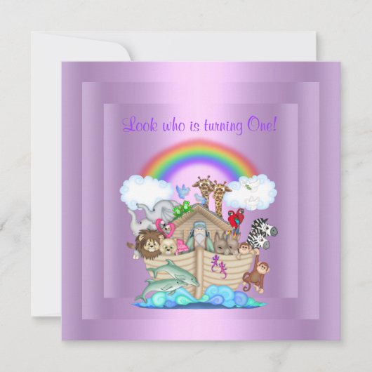 PAARSE NOAHS ARK PARTITY INVITATION KAART (Voorkant)