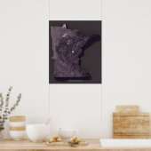 Paarse noodkaart van Minnesota Poster (Keuken)