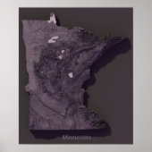 Paarse noodkaart van Minnesota Poster (Voorkant)