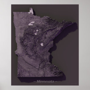 Paarse noodkaart van Minnesota Poster