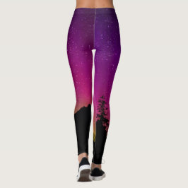 Paarse noordelijke lampjes voor vrouwen leggings