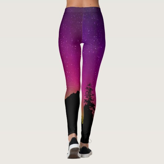 Paarse noordelijke lampjes voor vrouwen leggings (Achterkant)