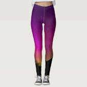 Paarse noordelijke lampjes voor vrouwen leggings (Voorkant)