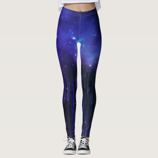 Paarse Noordelijke Lichten Melkweg Leggings (Voorkant)
