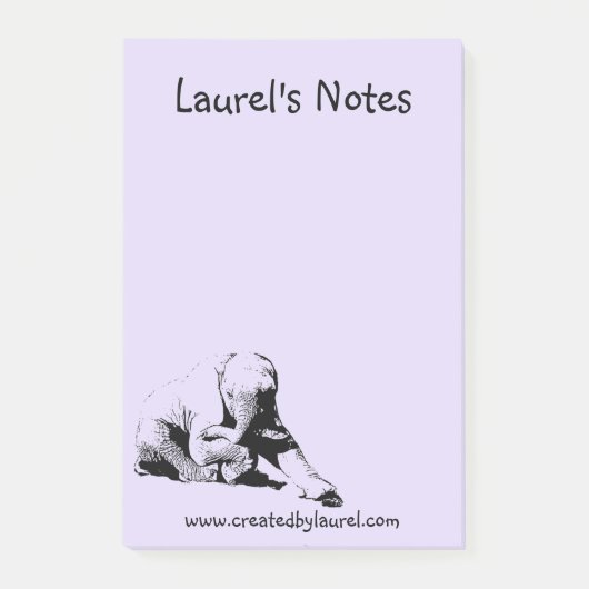 Paarse Note Pad met Baby olifant (Voorkant)