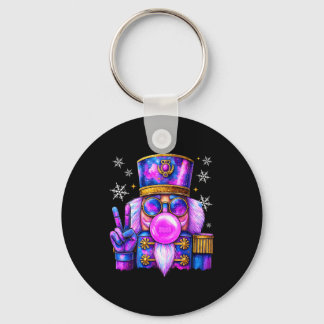 Paarse Notenkraker die Bubble Gum Blaast Cute Kers Sleutelhanger