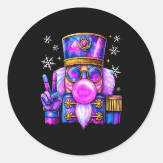 Paarse Notenkraker die Bubble Gum Blaast Schattig  Ronde Sticker