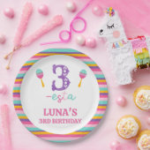 Paarse Nummer Drie-ESTA 3e Verjaardag Papier Bord (Feest)