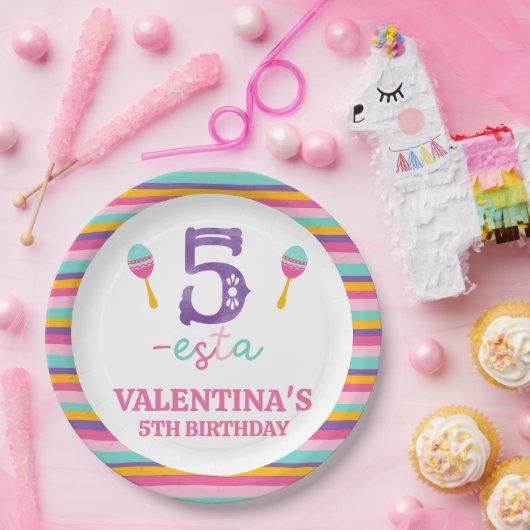 Paarse Nummer Fiesta 5e Verjaardag Papier Bord (Feest)
