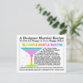 Paarse Nurple Martini Recept Briefkaart (Staand voorkant)