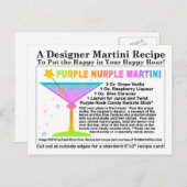 Paarse Nurple Martini Recept Briefkaart (Voorkant / Achterkant)