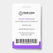 Paarse Nurse Practitioner NP Foto & Barcode Badge (Achterkant)