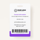 Paarse Nurse Practitioner NP foto en barcode Badge (Achterkant)