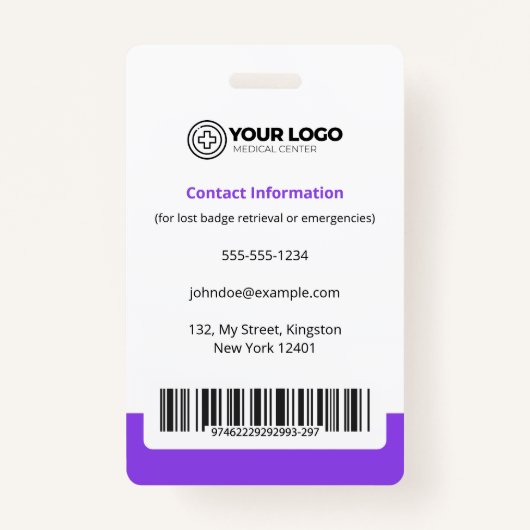 Paarse Nurse Practitioner NP foto en barcode Badge (Achterkant)