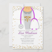 Paarse Nursing Graduation Party Invitation Kaart (Voorkant)