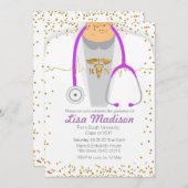 Paarse Nursing Graduation Party Invitation Kaart (Voorkant / Achterkant)
