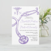 Paarse Nursing School Graduation Party Kaart (Staand voorkant)