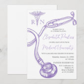 Paarse Nursing School Graduation Party Kaart (Voorkant / Achterkant)