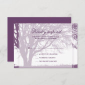 Paarse Oak Fall Weduwkaart RSVP Kaartje (Voorkant / Achterkant)