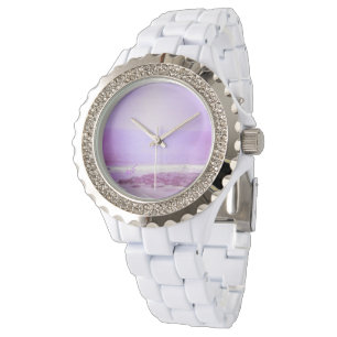 Paarse Oceaan en Sky White Rhinestone Watch Horloge