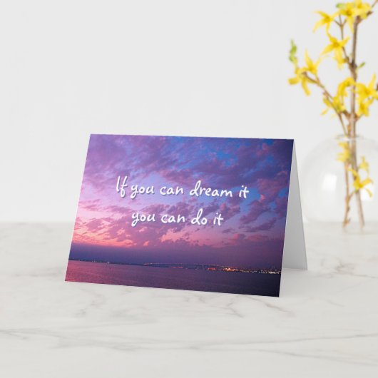 Paarse Oceaan Sunset Photography Dream It Do It Kaart (Gele Bloem)