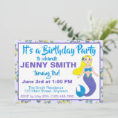 Paarse Oceaan Zeemeermin Bubbles Verjaardag Zwemba Kaart (Staand voorkant)