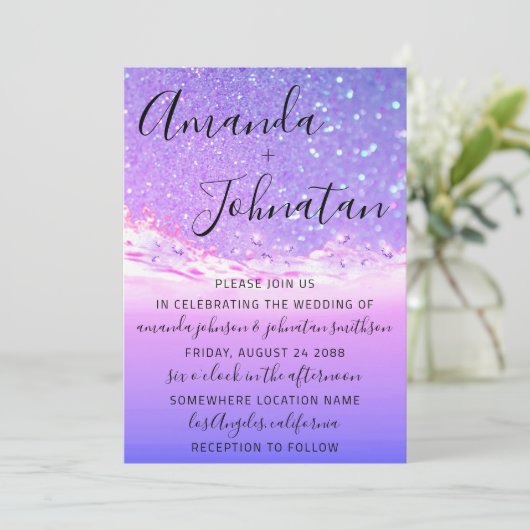 Paarse oceaanblauw zeestrand kaart (Staand voorkant)