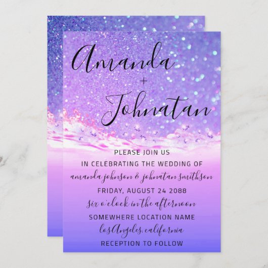 Paarse oceaanblauw zeestrand kaart (Voorkant / Achterkant)