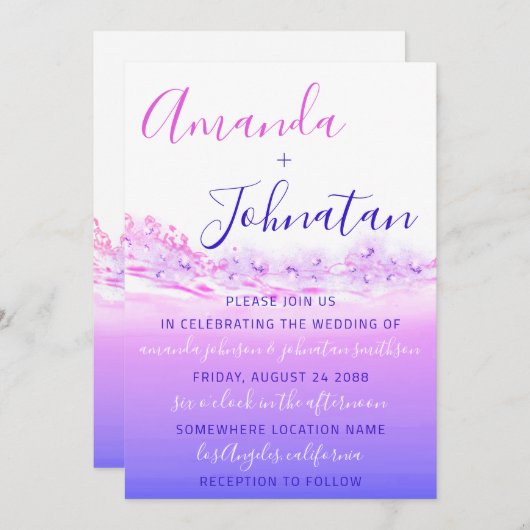 Paarse oceaanblauwe golven kaart (Voorkant / Achterkant)