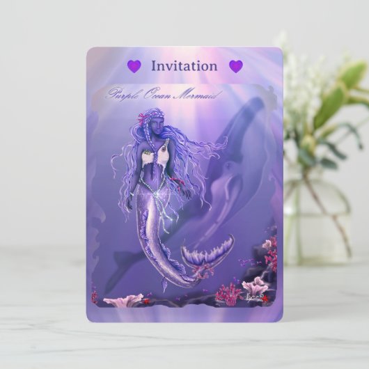 Paarse Ocean Mermaid (Staand voorkant)