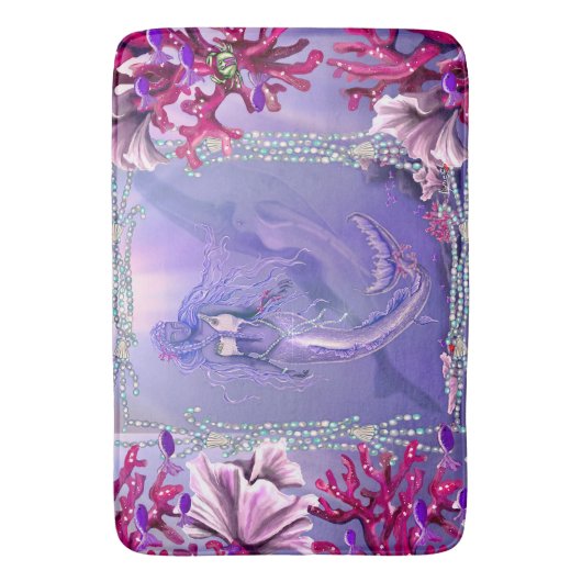 Paarse Ocean Mermaid Badmat (Voorkant Verticaal)
