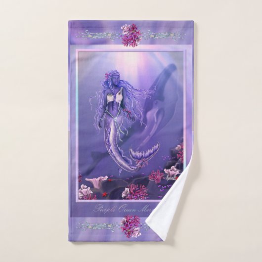 Paarse Ocean Mermaid Handdoek (Handdoek)