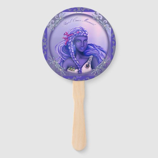 Paarse Ocean Mermaid Handwaaier (Achterkant)