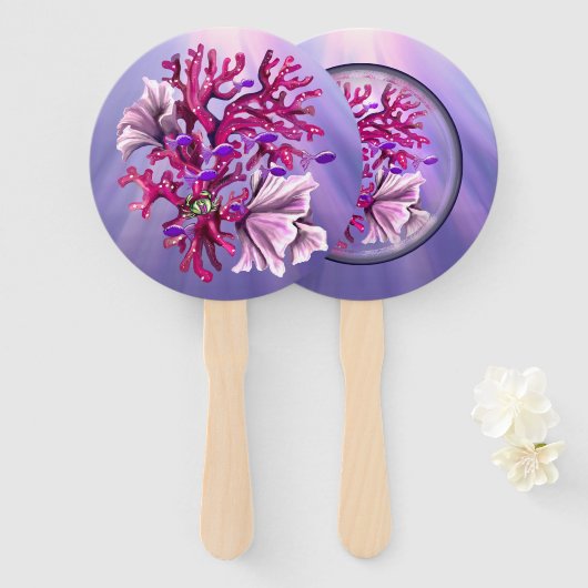 Paarse Ocean Mermaid Handwaaier (Voorkant en achterkant)