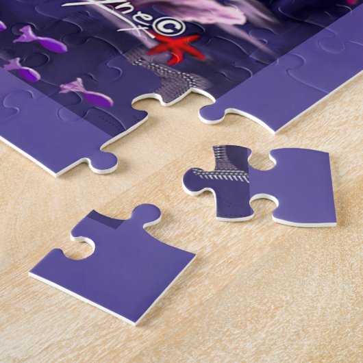Paarse Ocean Mermaid Jigzaag Puzzle Legpuzzel (Zijkant)