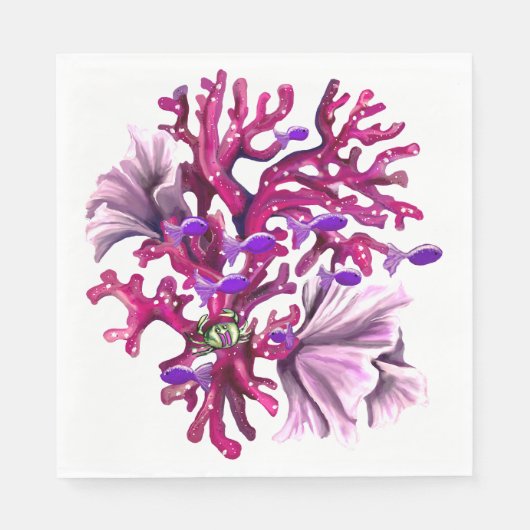 Paarse Ocean Mermaid Napkins Servet (Voorkant)