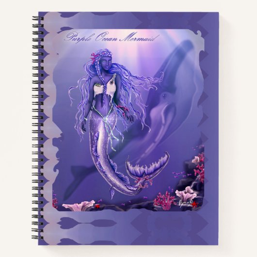 Paarse Ocean Mermaid Notitieboek (Voorkant)