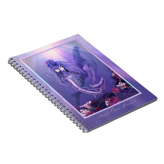 Paarse Ocean Mermaid Notitieboek (Rechterzijde)