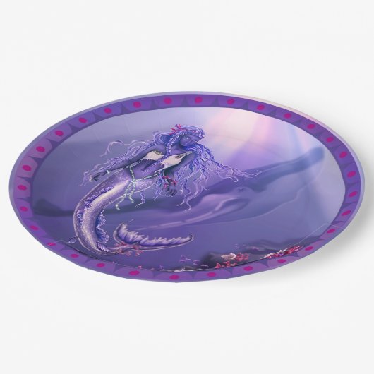 Paarse Ocean Mermaid Papieren Bordje (Gekanteld)